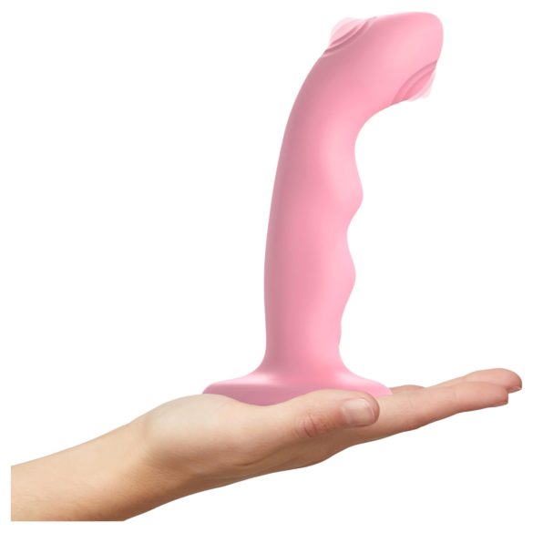 Strap-on-me M - vodoodporni G-točka vibrator s pulziranjem (roza)