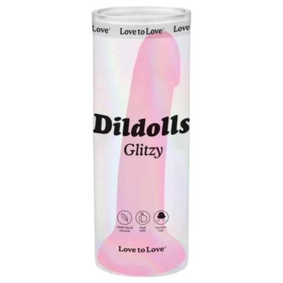 Dildolls Glitzy - silikonski dildo s priseskom (roza)