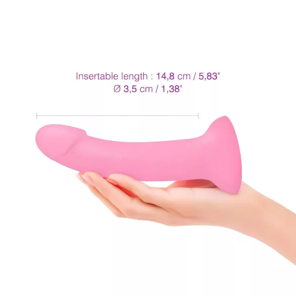Dildolls Glitzy - silikonski dildo s priseskom (roza)