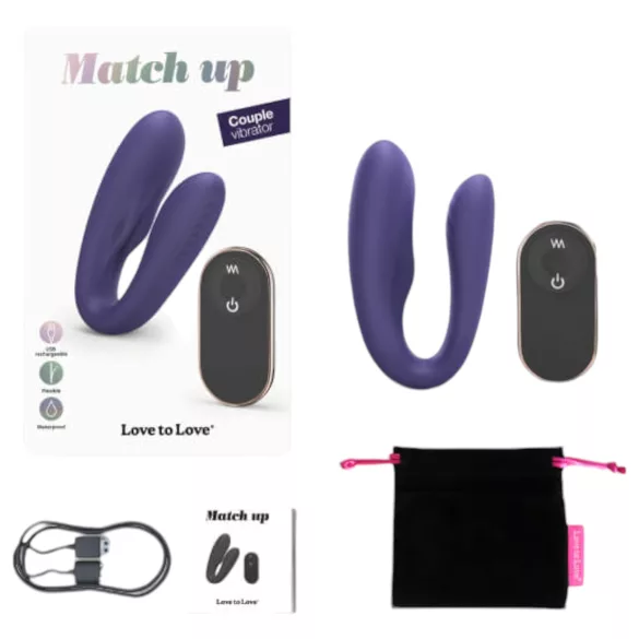 Love to Love Match up - vibrator za pare - brezžični, polnilni - vijoličen