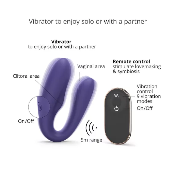 Love to Love Match up - vibrator za pare - brezžični, polnilni - vijoličen