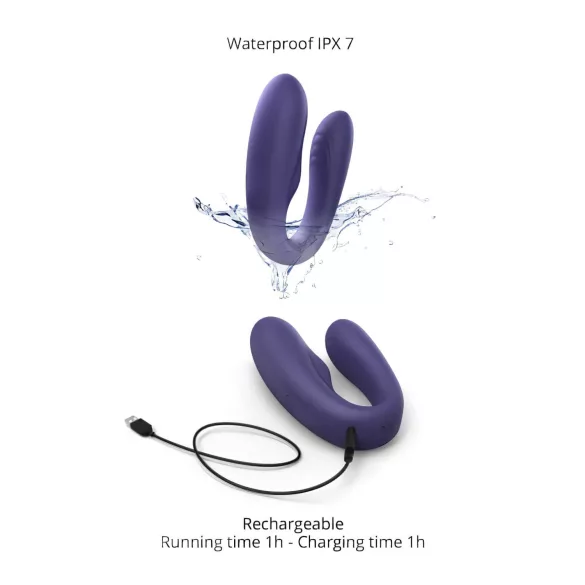 Love to Love Match up - vibrator za pare - brezžični, polnilni - vijoličen