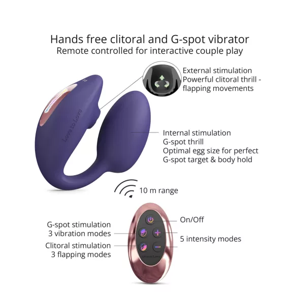 Love to Love Wonderlover - G-točka in ščegetalnik vibrator (temno vijolična)
