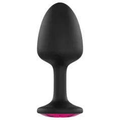 Dorcel Geisha Ruby L - analni čep z roza kamnom (črn)