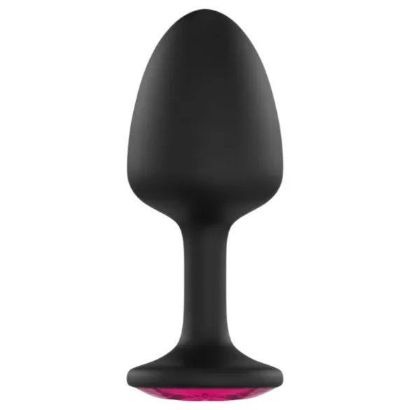 Dorcel Geisha Ruby L - analni čep z roza kamnom (črn)
