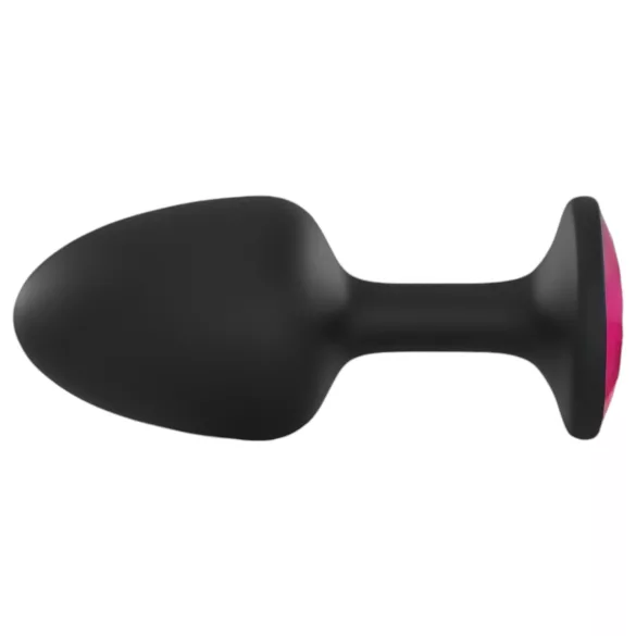 Dorcel Geisha Ruby L - analni čep z roza kamnom (črn)