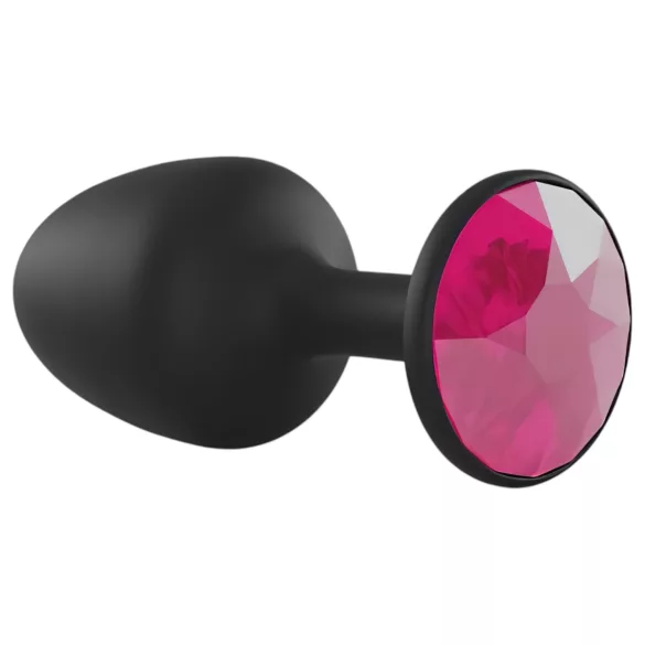 Dorcel Geisha Ruby L - analni čep z roza kamnom (črn)