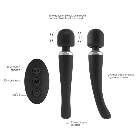 Dorcel - masažni vibrator za telo - akumulatorski - črna