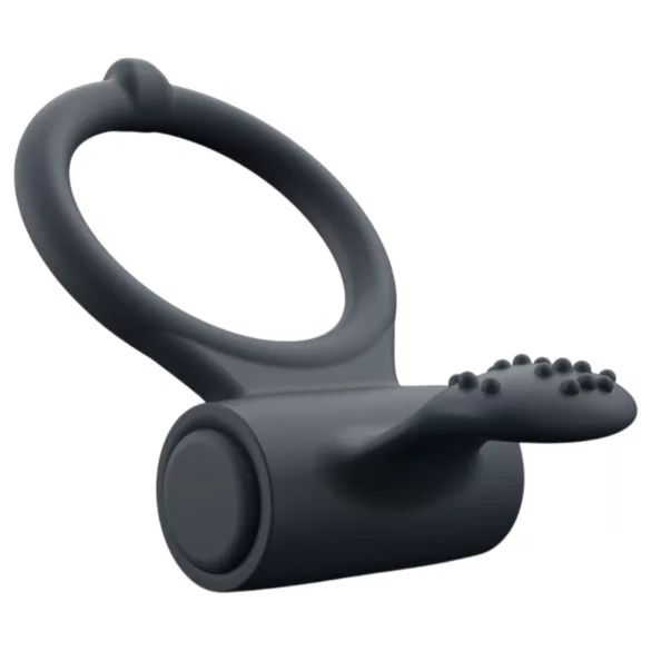 Dorcel Power Clit Plus - baterijski, vibracijski obroček za penis (črn)