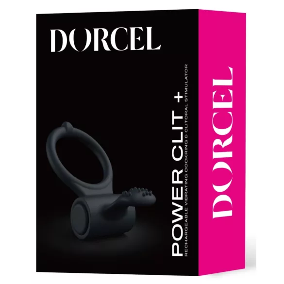 Dorcel Power Clit Plus - baterijski, vibracijski obroček za penis (črn)