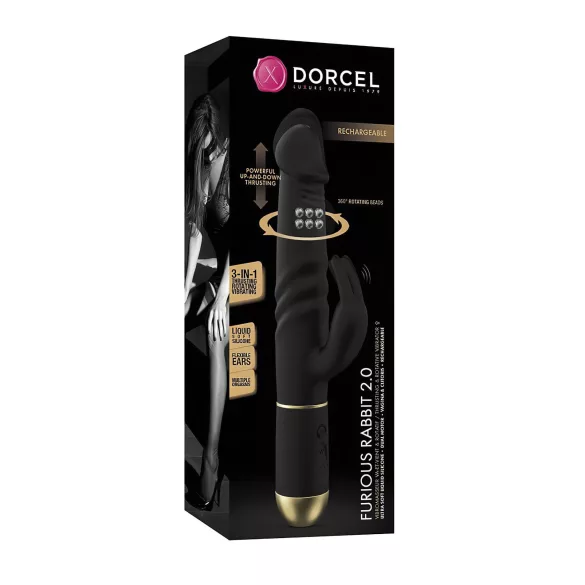 Dorcel - vibrator zajček z gibajočo stimulacijo klitorisa - črn