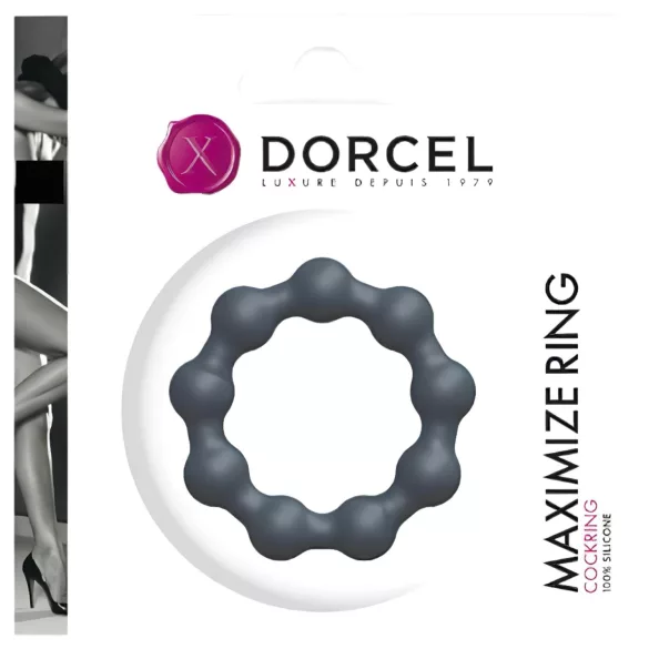 Dorcel Maximize - krogličast silikonski obroček za penis (siv)