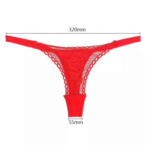 Panty Rose - tanga spodnje hlačke - skrita v cvetu - rdeča (S-L)