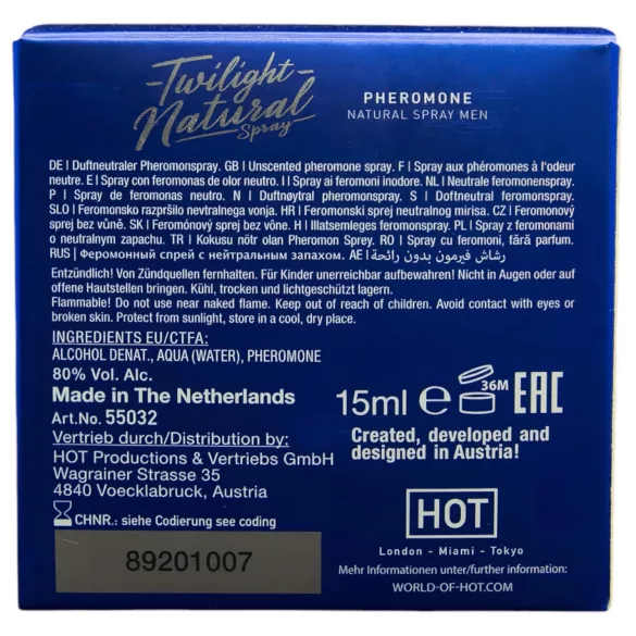 HOT - feromonski parfum za moške - brez vonja - 15 ml