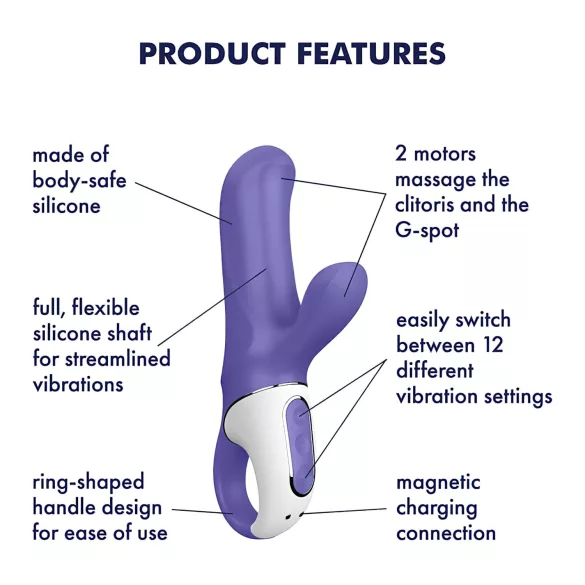 Satisfyer Magic Bunny - vibrator za klitoris z ročajem - vodoodporen - modra