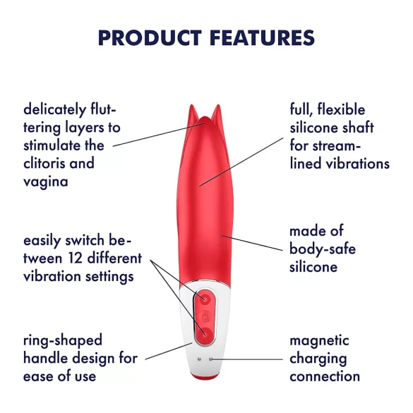 Satisfyer Power Flower - vibracijski masažer na akumulator, vodenoodporen (rdeč)
