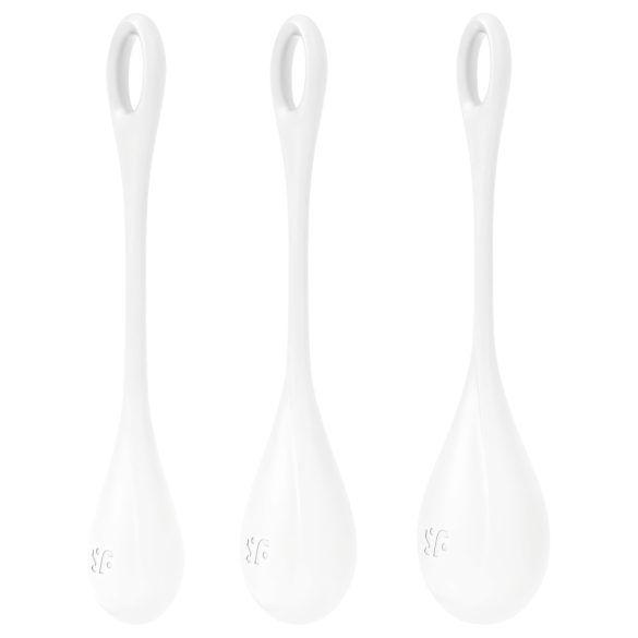 Satisfyer Yoni Power 1 - set belih gejšinih kroglic (3 deli)