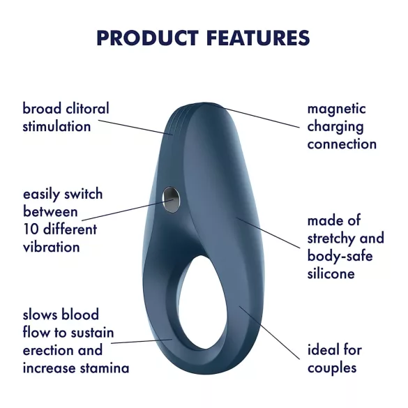 Satisfyer Rocket Ring - vibracijski obroček za penis - vodoodporen - moder