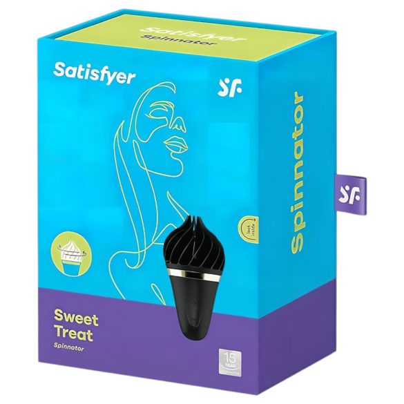 Satisfyer Sweet Treat - polnilni vibrator za klitoris z vrtečo glavico - črna
