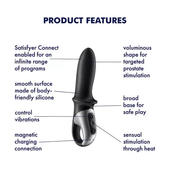 Satisfyer Hot Passion - aplikacijsko voden ogrevani analni vibrator (črn)