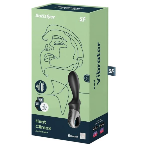 Satisfyer Heat Climax - analni vibrator s segrevanjem - pameten - črna