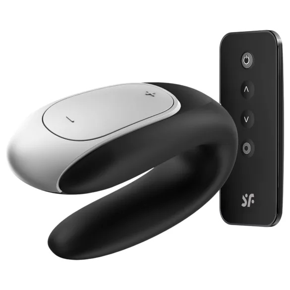 Satisfyer Double Fun - vibrator za pare - vodoodporen, pameten - črn