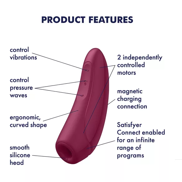 Satisfyer Curvy 1+ - stimulator klitorisa z zračnimi valovi - rdeč