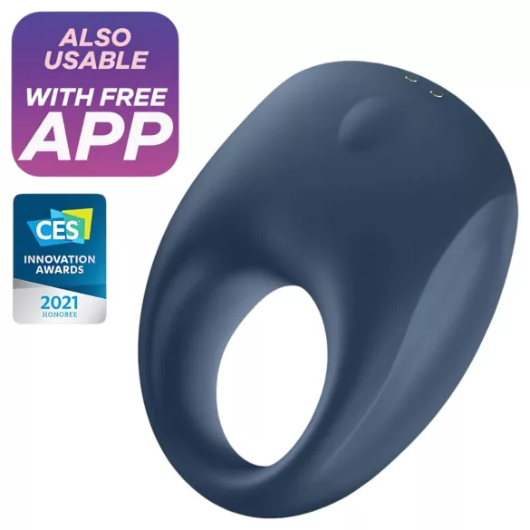 Satisfyer Strong One - vibracijski obroček za penis z upravljanjem prek aplikacije, za moške (moder)