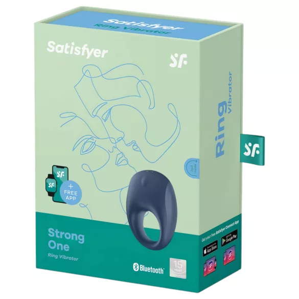 Satisfyer Strong One - vibracijski obroček za penis z upravljanjem prek aplikacije, za moške (moder)