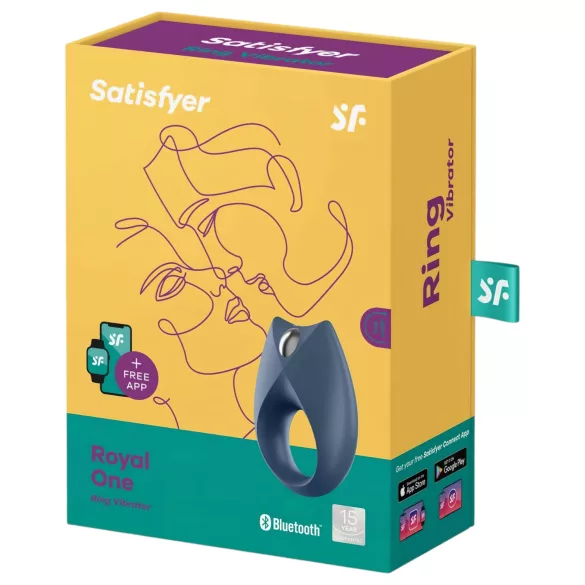 Satisfyer Royal One - aplikacijsko voden vibracijski obroček za penis za moške (moder)