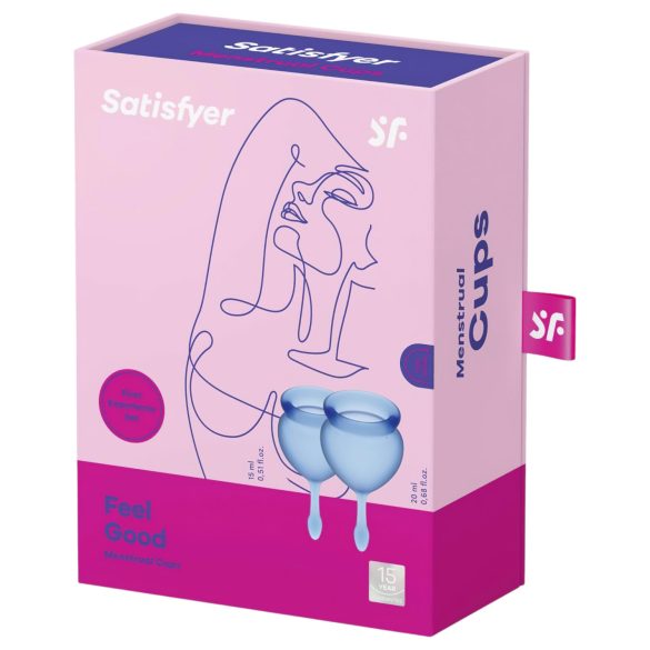 Satisfyer Feel Good - menstrualna skodelica set - modra - 2 kosa