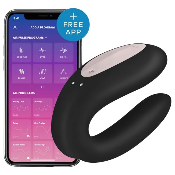 Satisfyer Double Joy - pametni vodoodporni vibrator za pare (črna)