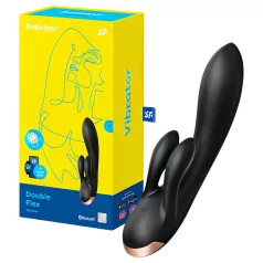   Satisfyer Double Flex - aplikacijsko voden vibrator s klitoralnim krakom (črn)