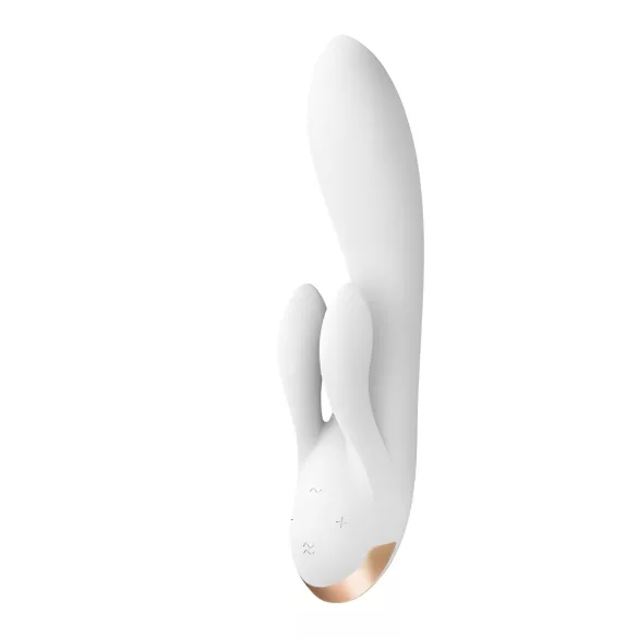 Satisfyer Double Flex - aplikacijsko vodeni vibrator z nastavkom za klitoris (bel)