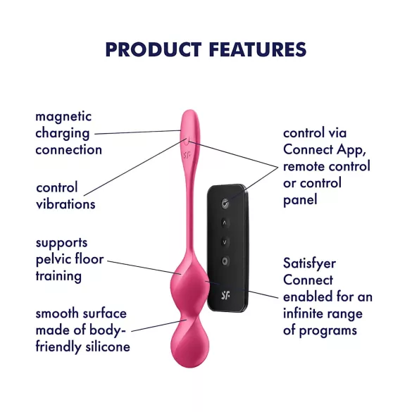 Satisfyer Love Birds 2 - z aplikacijo upravljane vibracijske gejša kroglice (rožnate)