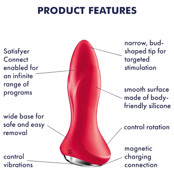 Satisfyer Rotator Plug 1 - analni vibrator z perlami (rdeč)