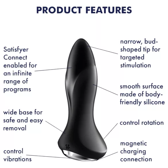 Satisfyer Rotator Plug 1 - analni vibrator z perlami (črn)