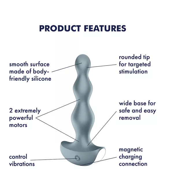 Satisfyer Lolli-Plug 2 - analni vibrator za polnjenje - vodoodporen - siv