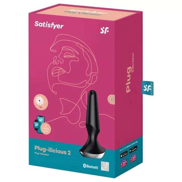 Satisfyer Plug-ilicious 2 - aplikacijsko vodeni analni vibrator (črn)