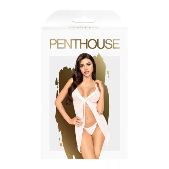 Penthouse - babydoll in tanga - prosojno perilo - bela - M/L