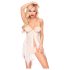Penthouse Sweet Beast - beli rožnat babydoll set - M/L
