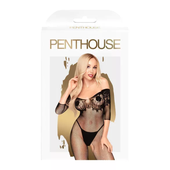 Penthouse High Profil - bodi overalka - cvetlični vzorec - črna - XL