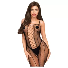   Penthouse Drop-Dead - erotični catsuit - mrežasti, odprt - črna