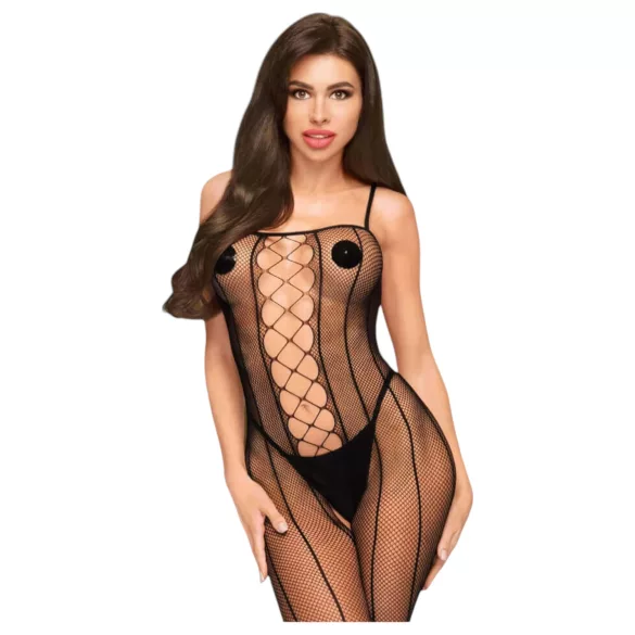Penthouse Drop-Dead - erotični catsuit - mrežasti, odprt - črna - XL