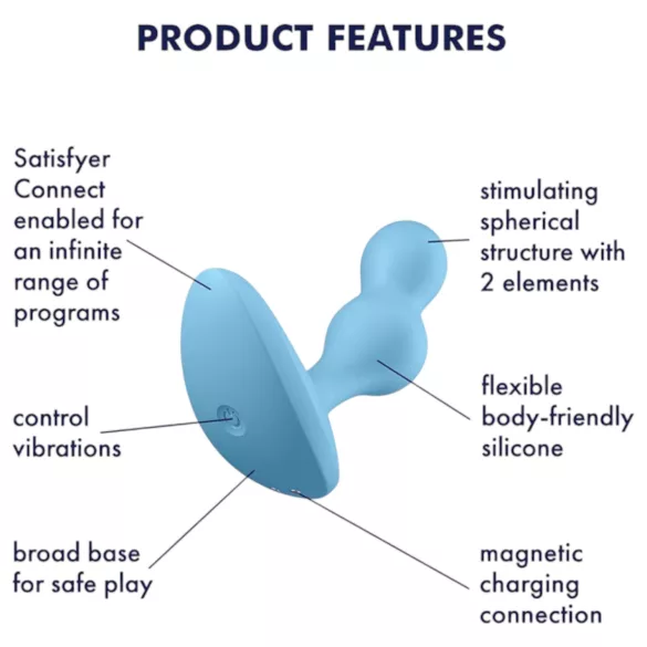 Satisfyer Deep Diver - aplikacijsko vodeni analni vibrator (moder)