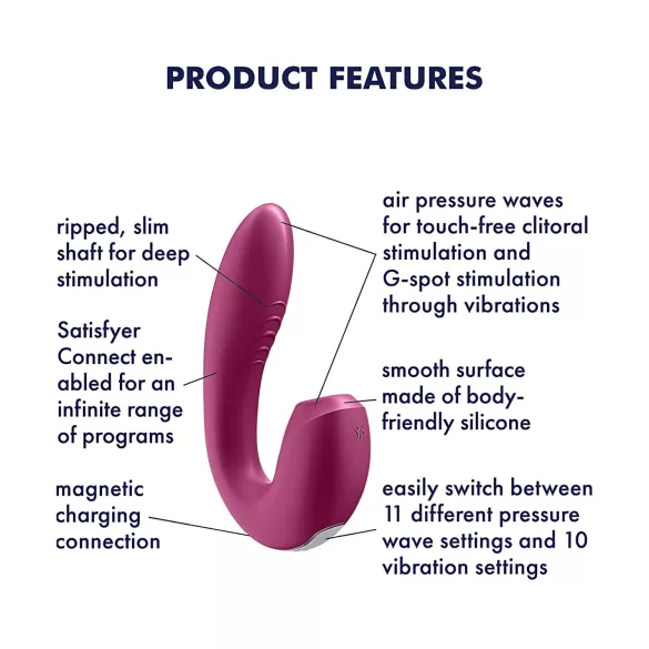 Satisfyer Sunray - baterijski, zračnovalovni 2v1 vibrator (rdeč)