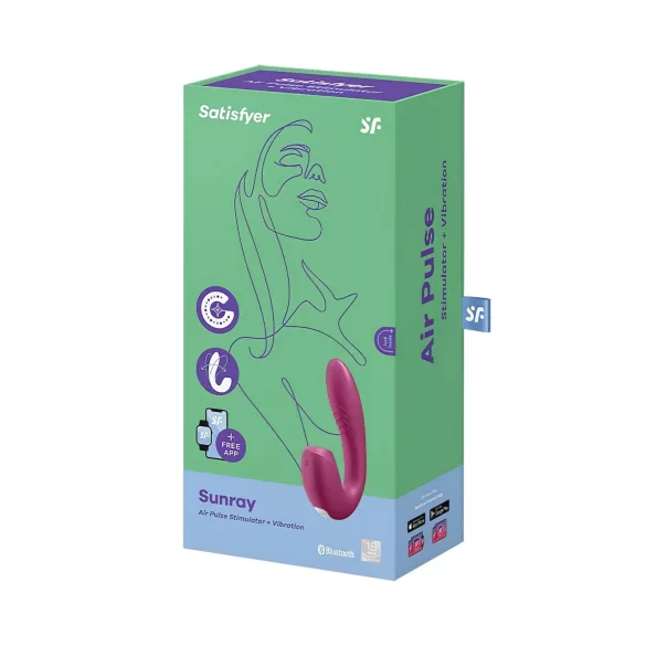 Satisfyer Sunray - baterijski, zračnovalovni 2v1 vibrator (rdeč)