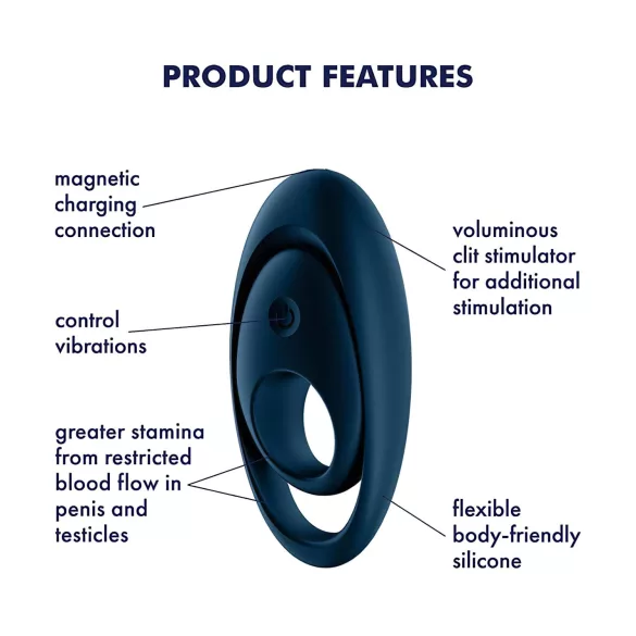 Satisfyer Glorious Duo - vibracijski obroček za penis (moder)