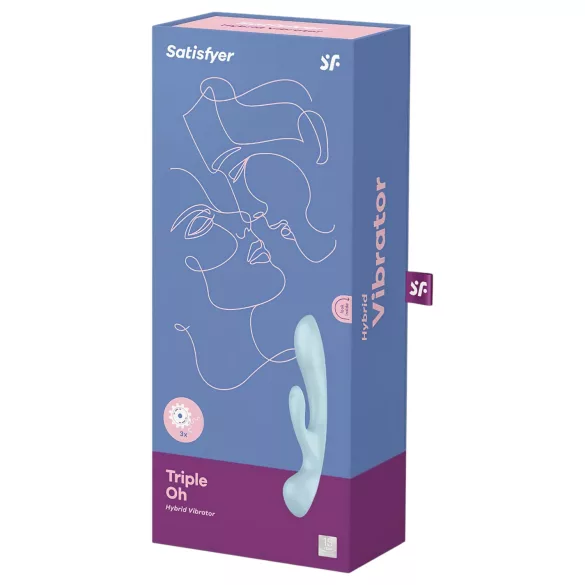 Satisfyer Triple Oh - vibrator s stimulacijo klitorisa - polnilni - modra