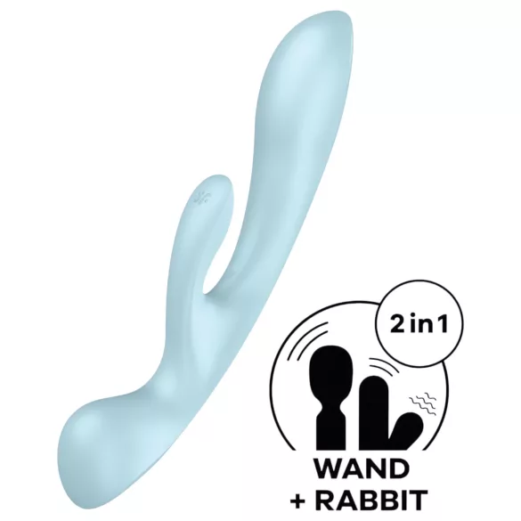 Satisfyer Triple Oh - vibrator s stimulacijo klitorisa - polnilni - modra